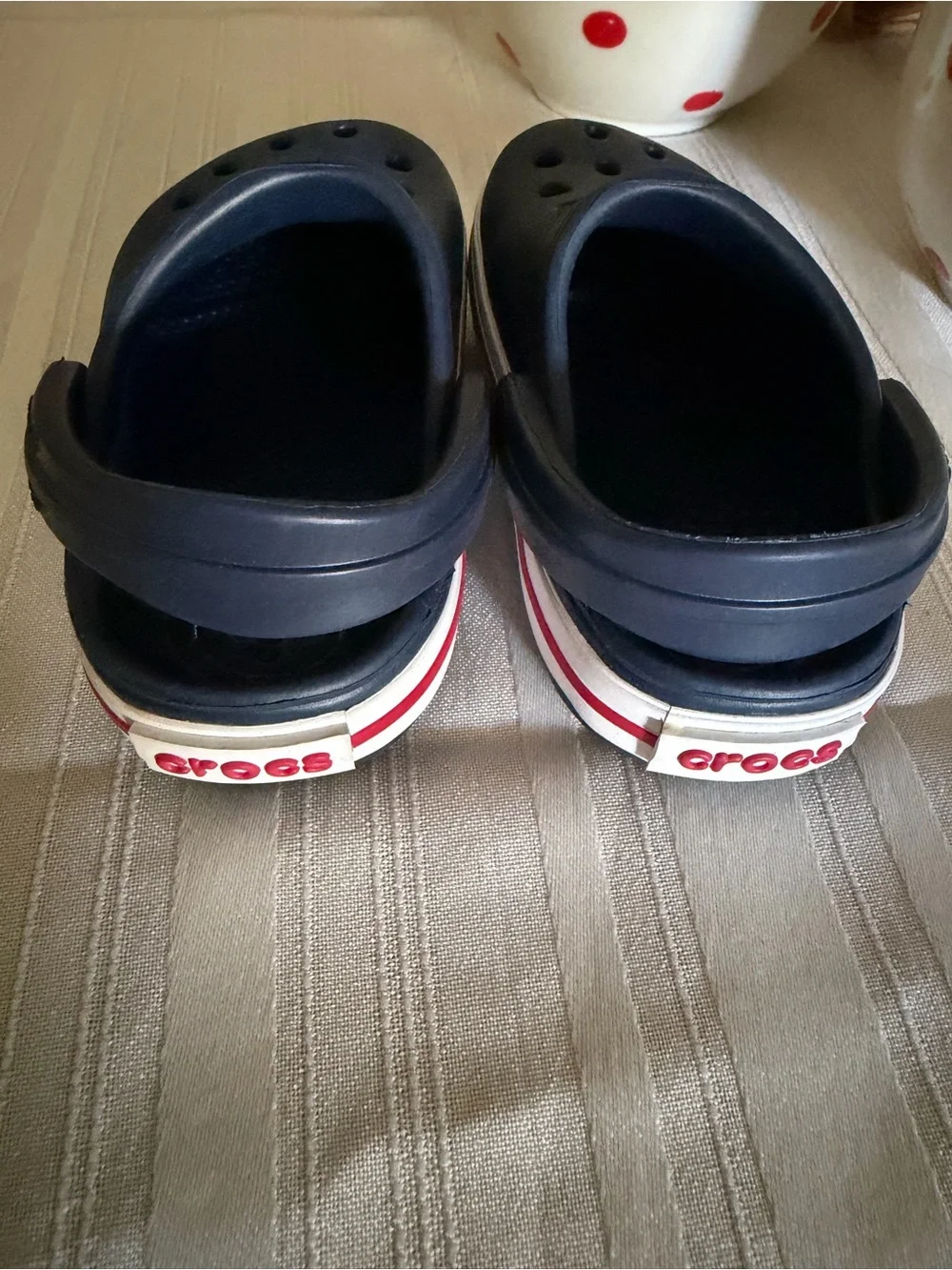 Crocs Kids' Classic Clog in Navy Red Stripes Size 5
